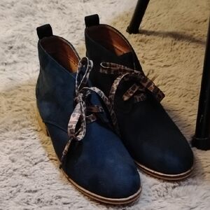 Corkys Dark Blue Mules with Checkered Laces